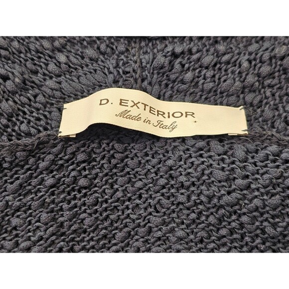 LM Women's M D. Exterior Italy Open Weave Cropped Shrug Cardigan Navy Blue EUC - Picture 5 of 5